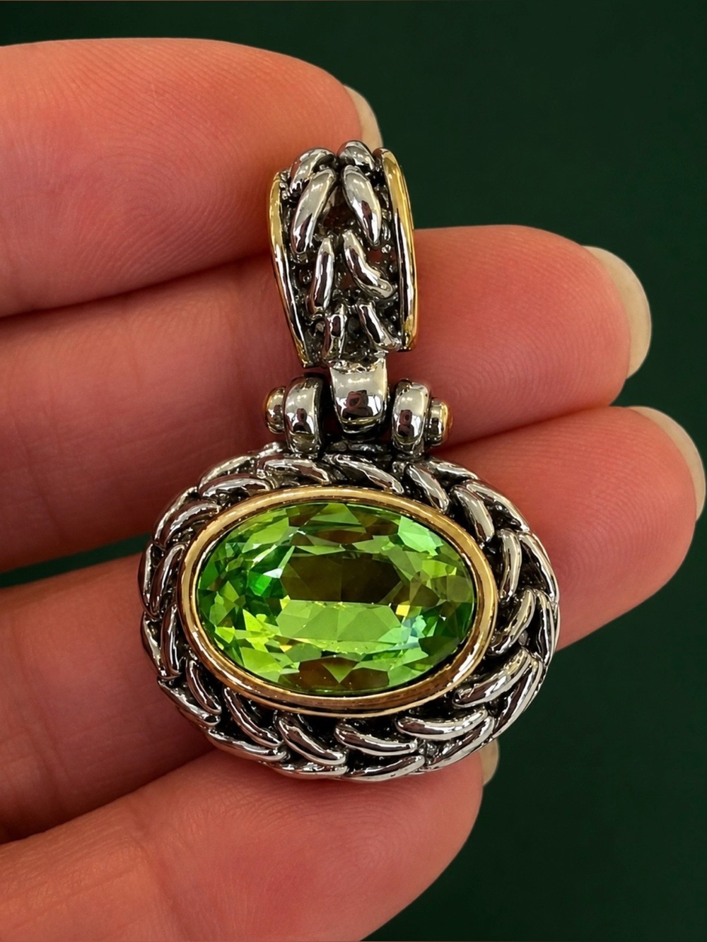 Elegant Silver and Green Pendant